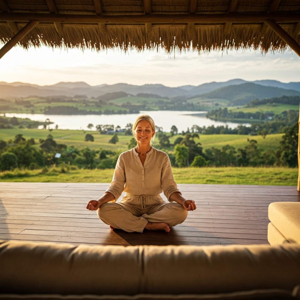 Meditating Outdoors at Luxury Retreat