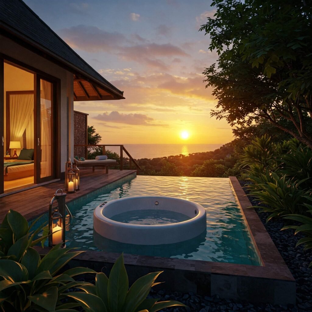 Private villa sunset