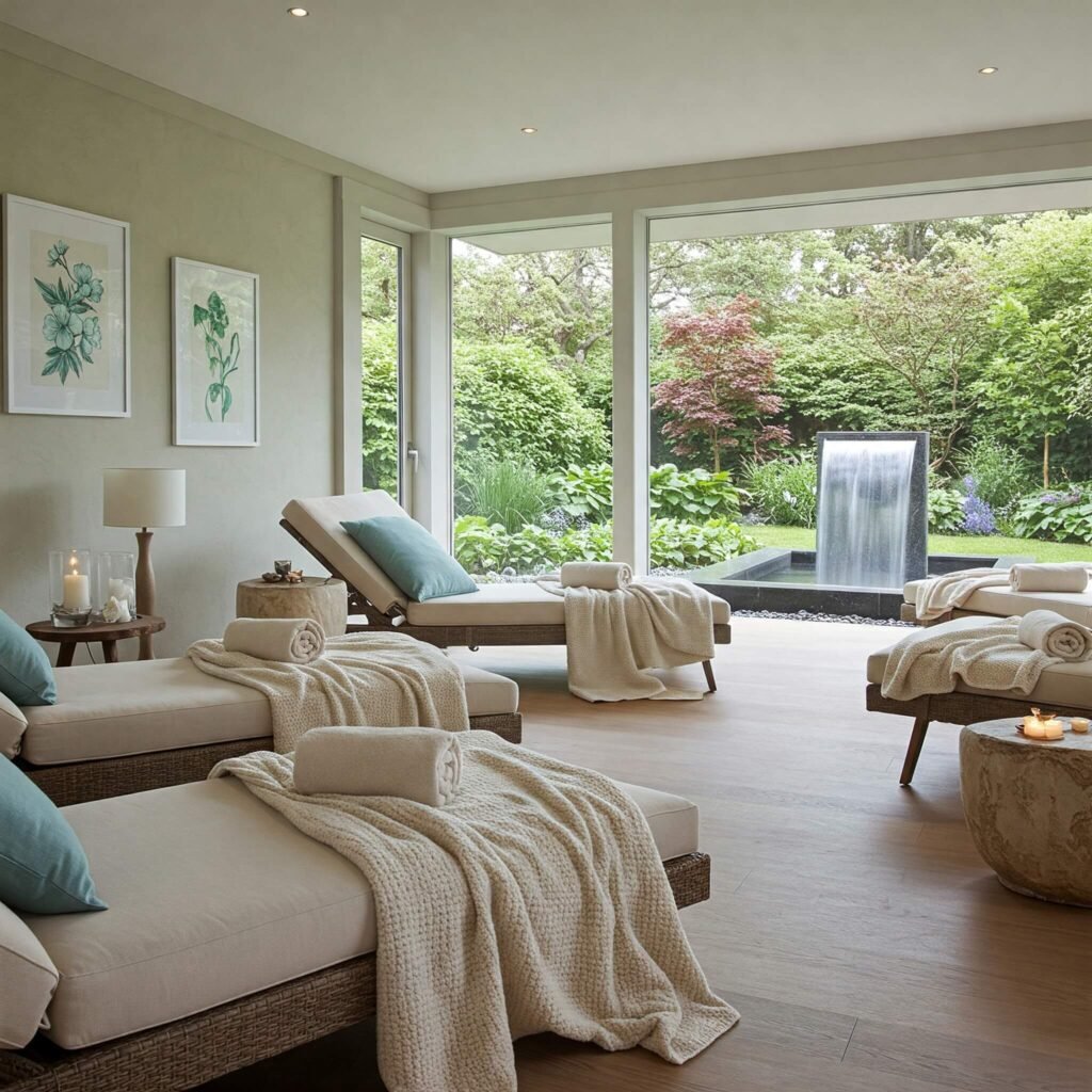 Tranquil spa lounge interior