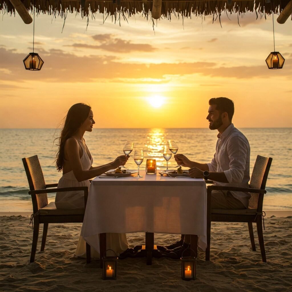 Romantic beach dinner