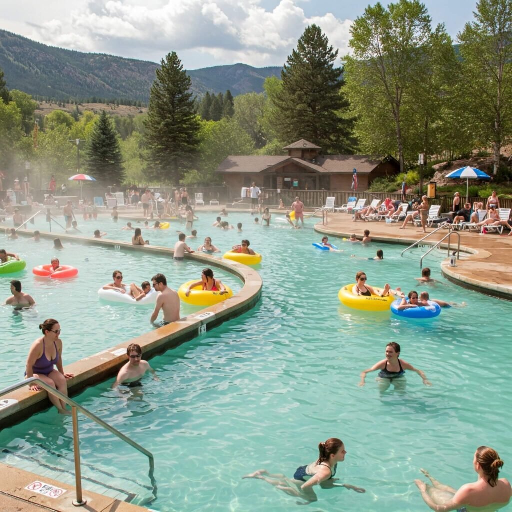 Large, relaxing communal hot springs pool.