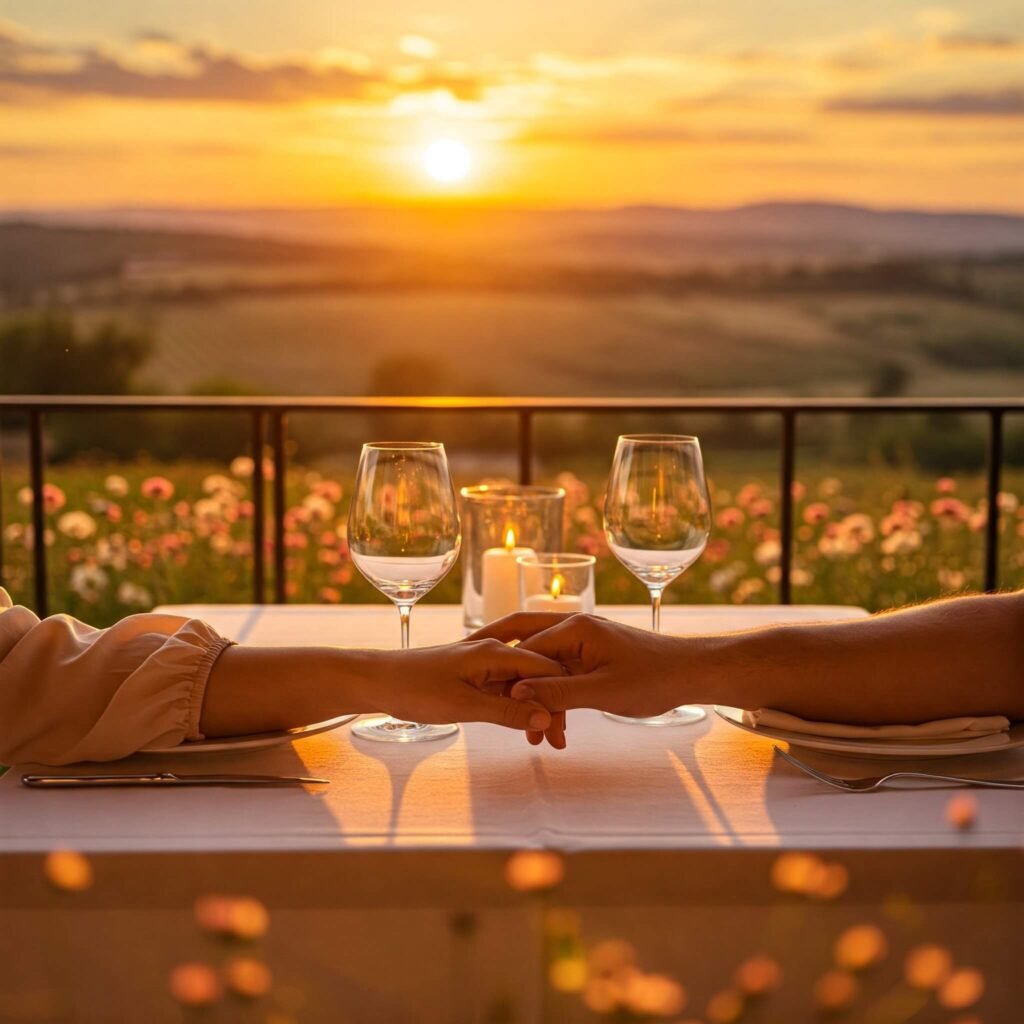 Romantic sunset dinner for two.
