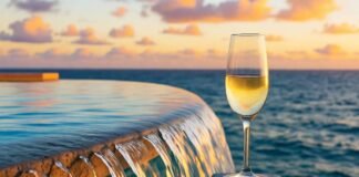 Why 5-Star Resorts Are Worth Every Penny – Our Ultimate Guide sunset shot of a resort infinity pool spilling into the ocean